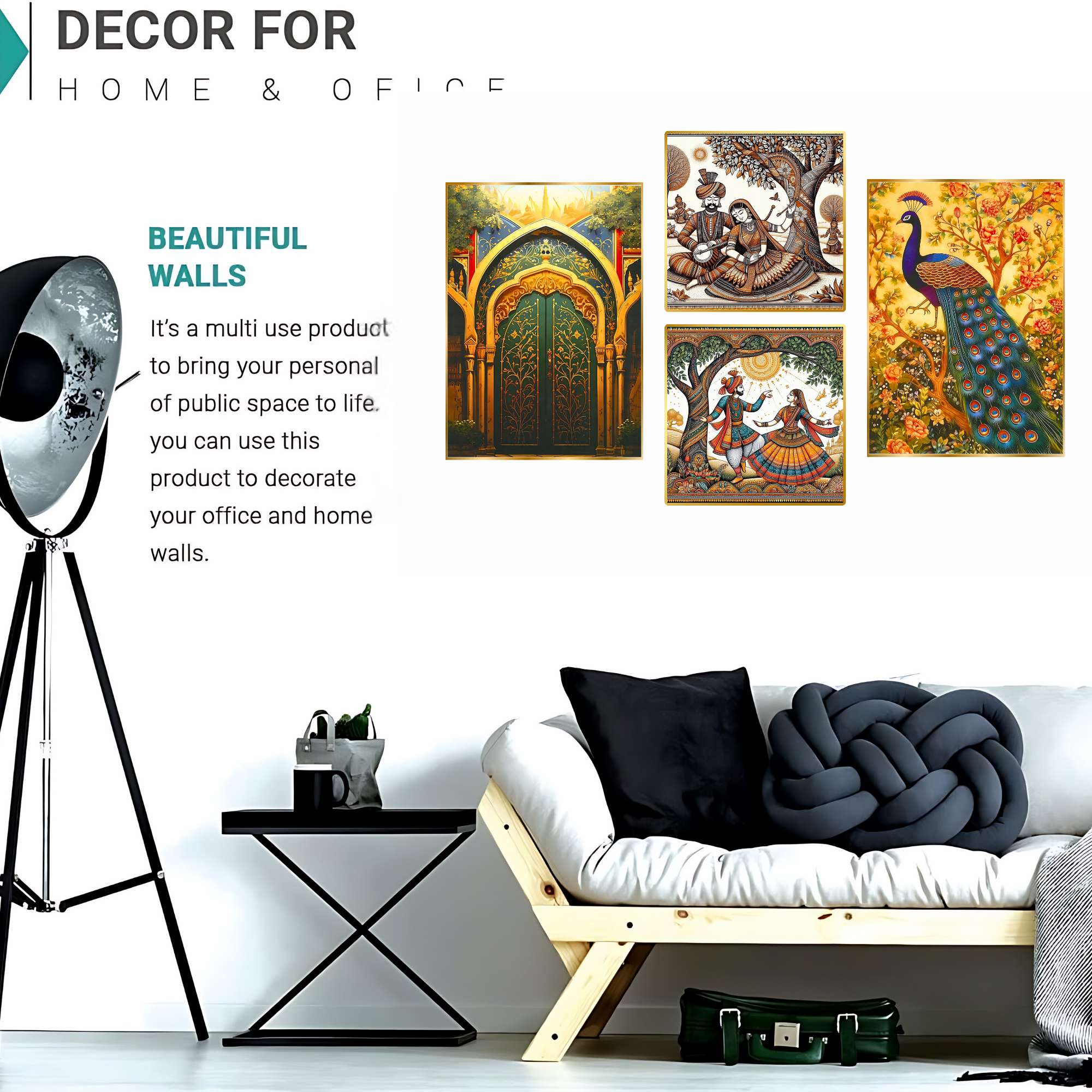 Set of Four Wall Paintings for Wall Dacoration Golden Framed Wall Paintings for Living Room & Bedroom Wall Art for Home Decoration & Office Wall Décor (13x10 inch CH-GD4-6) - Image 2