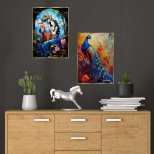 Set of Two Wall Paintings for Wall Dacoration Golden Framed Wall Paintings for Living Room & Bedroom Wall Art for Home Decoration & Office Wall Décor (14x11 inch CH-GD2-5)